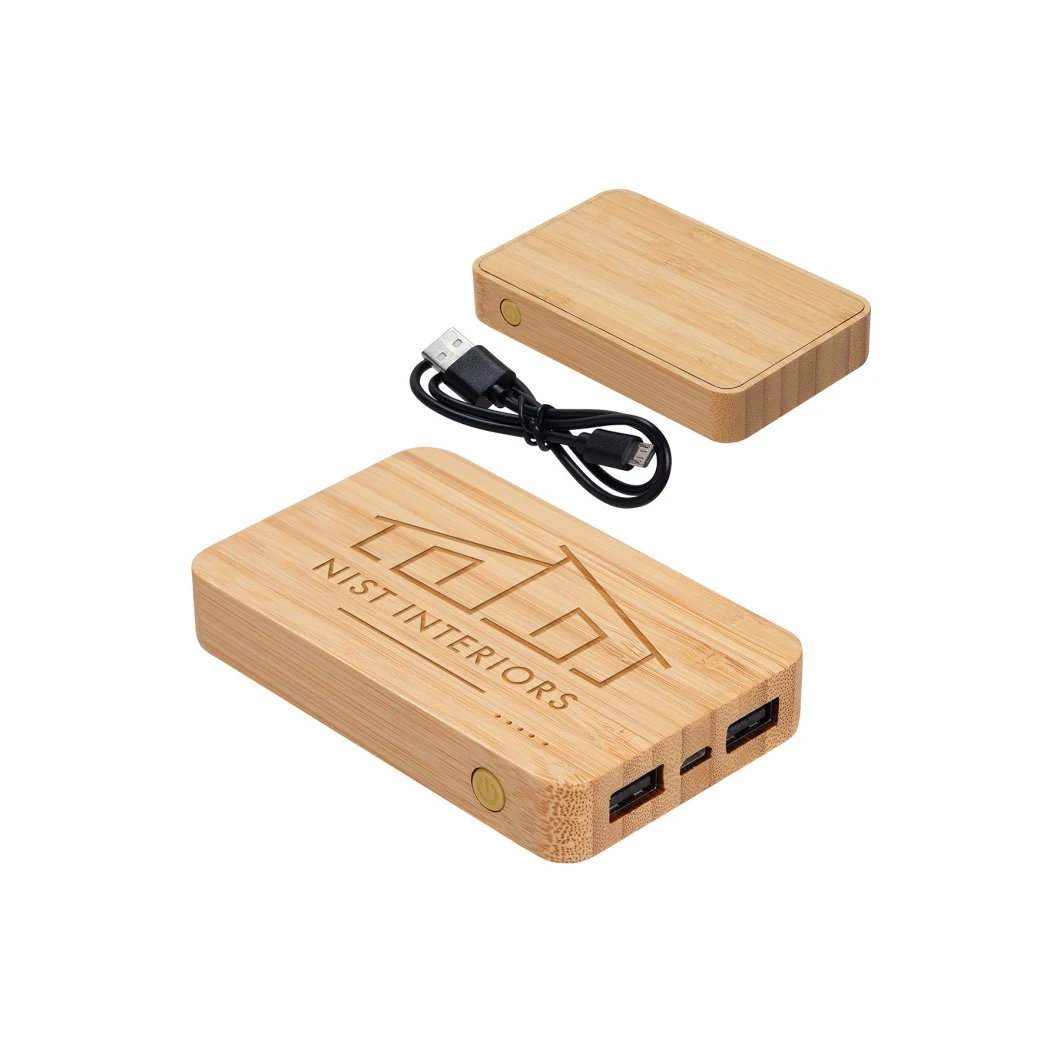 Bamboo 5000mAh Dual Port Power Bank with Wireless Charger