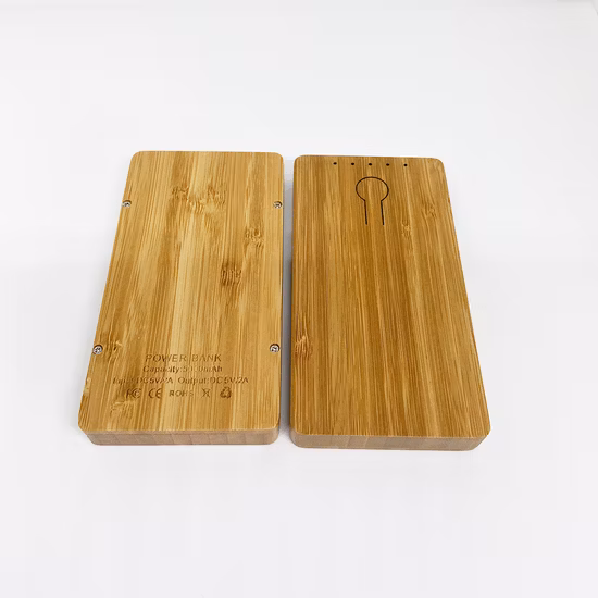 Carregador de bateria de bambu ecológico portátil bateria de lítio 5000 mAh Power Bank
