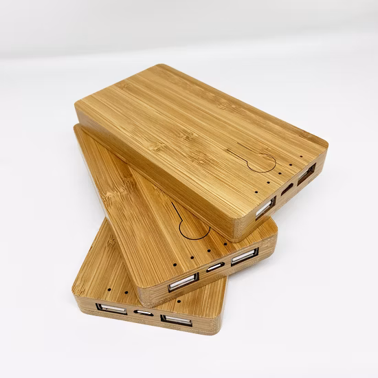 Banco de energia portátil de madeira de bambu ecológico de 5.000 mAh por atacado de fábrica